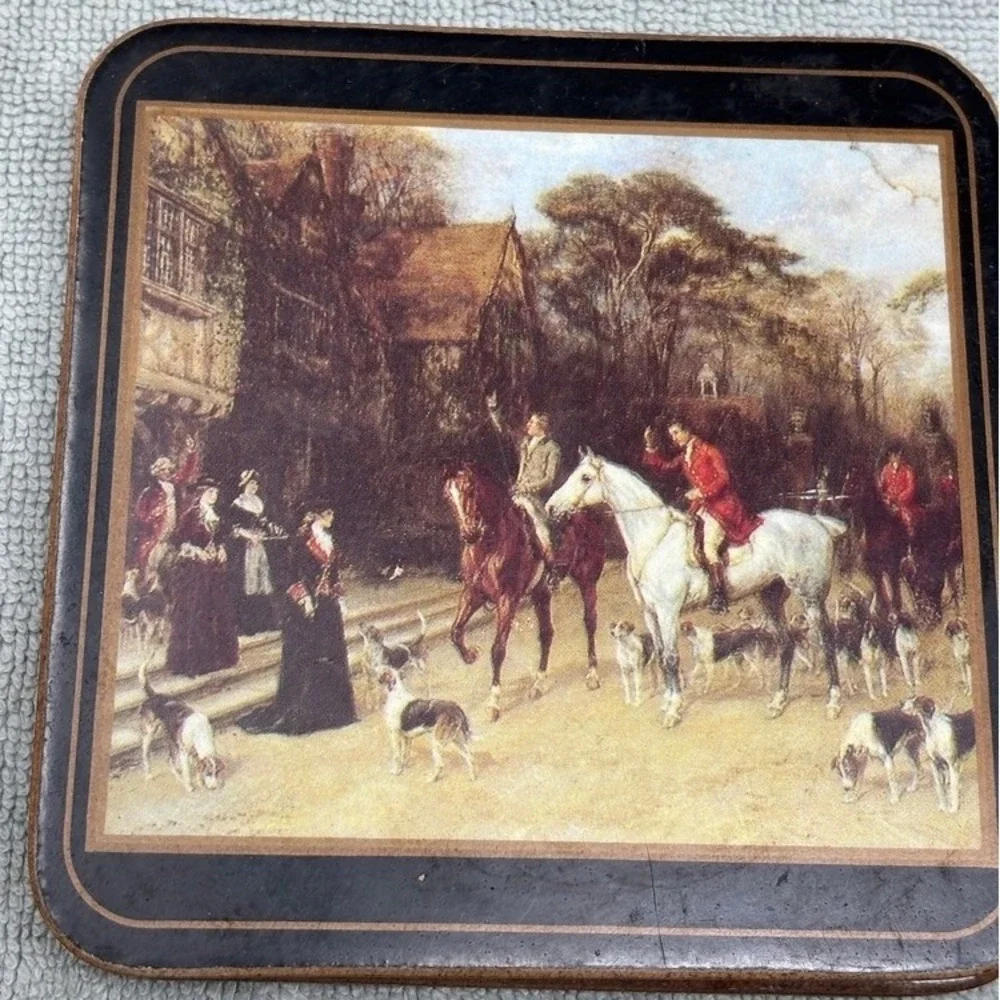 VTG Set 6 Pimpernel Placemats Cork‎ Backed English Fox Hunt/Equestrian New